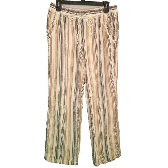 Maurice's Linen Blend Striped Wide Leg Beachy Pants Women's Medium - Picture 1 of 8